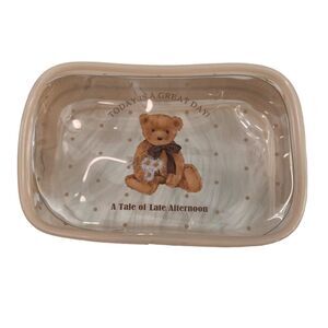 Amifa PVC Zipper Pouch. Bear Print. Clear/Light Brown. Animal Print. Kidcore.
